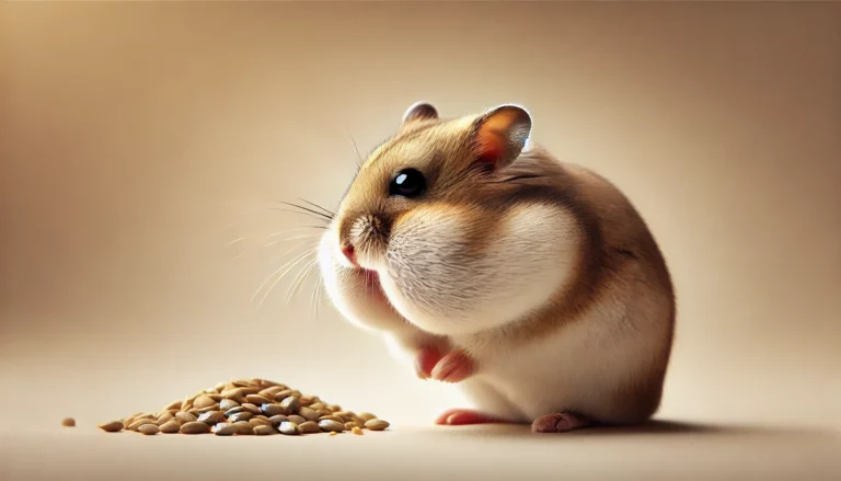 DALL·E 2024-12-22 13.06.47 - A simple, wide HD image of a dwarf hamster in a natural side profile demonstrating seed pouching behavior